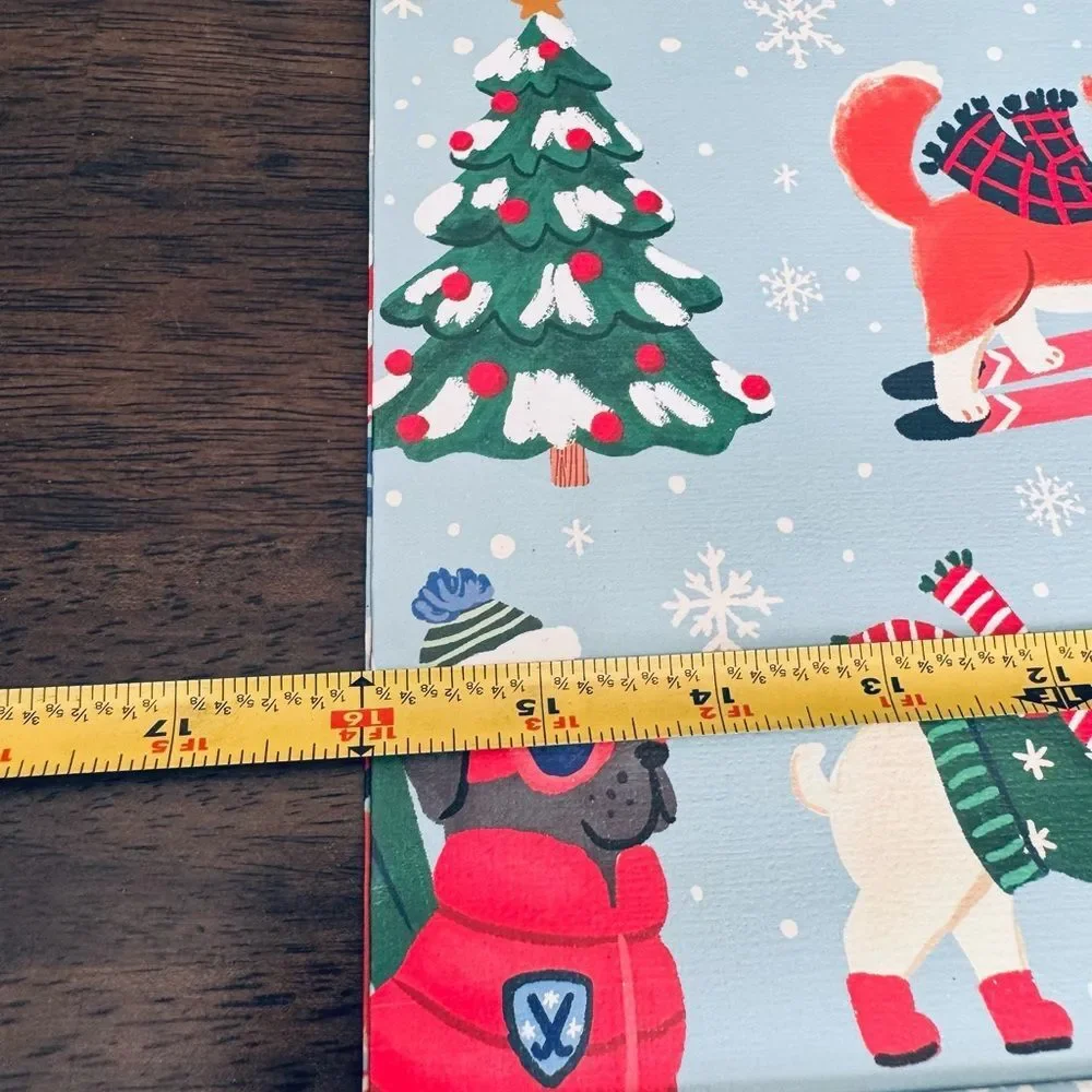 Christmas Holiday Ski Sled Winter Dogs Large Gift Bag